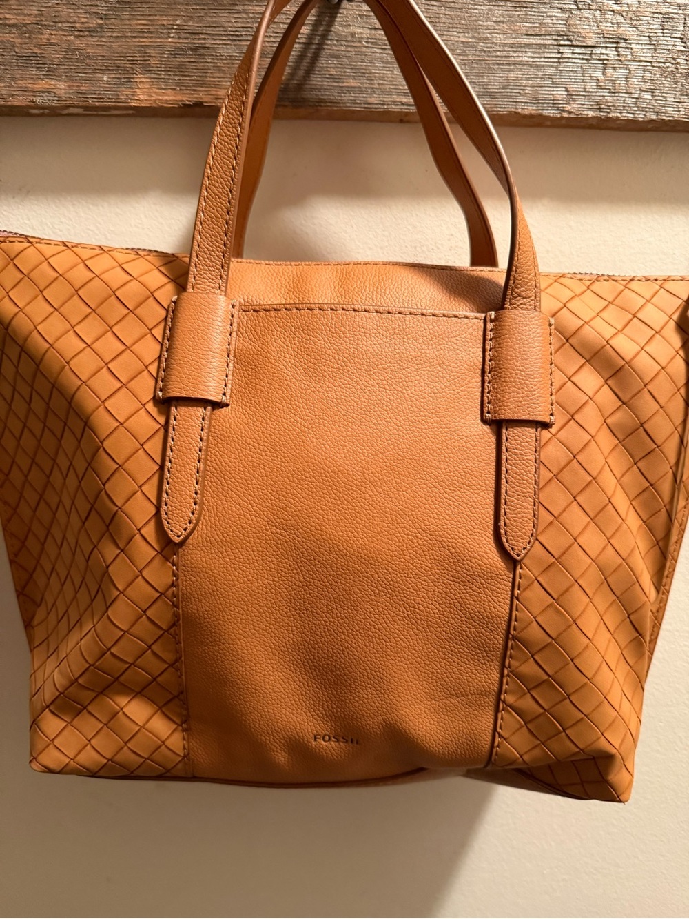 Fossil Skylar Satchel Hand Bag Brown Brandy Leather Crossbody Purse Women’s EUC